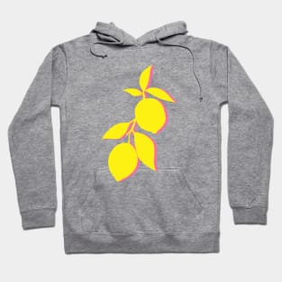 Silhouette Citrus Lemon Fruit Pattern Yellow and Pink Hoodie